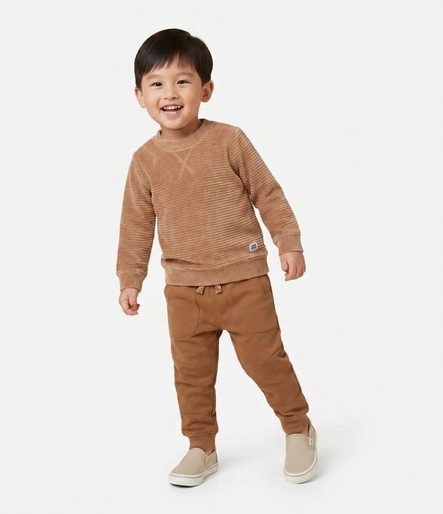 Pantalón Infantil en Felpa Liso con Cordón Ajustable - Talle 1 A 6 años