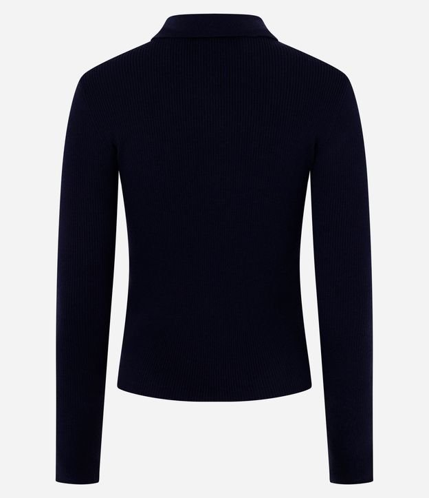 Blusa en Viscosa en Efecto Tricot con Cuello Polo y Cremallera 3