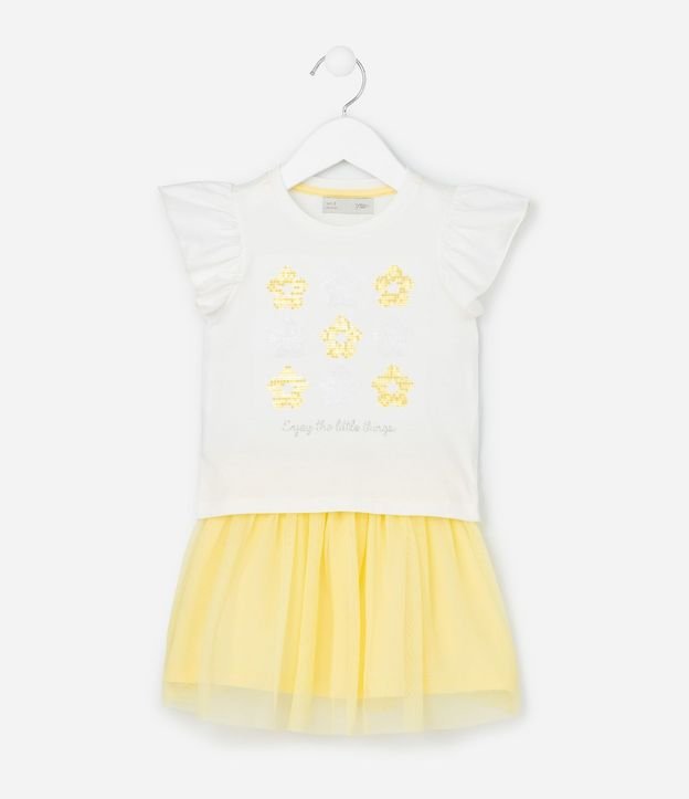 Conjunto Infantil con Flores de Lentejuelas - Talle 1 a 6 años 2