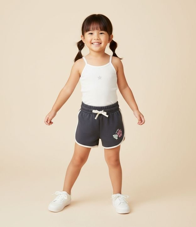 Short Infantil Runner en Algodón con Flor Localizada - Talle 1 a 6 años 1