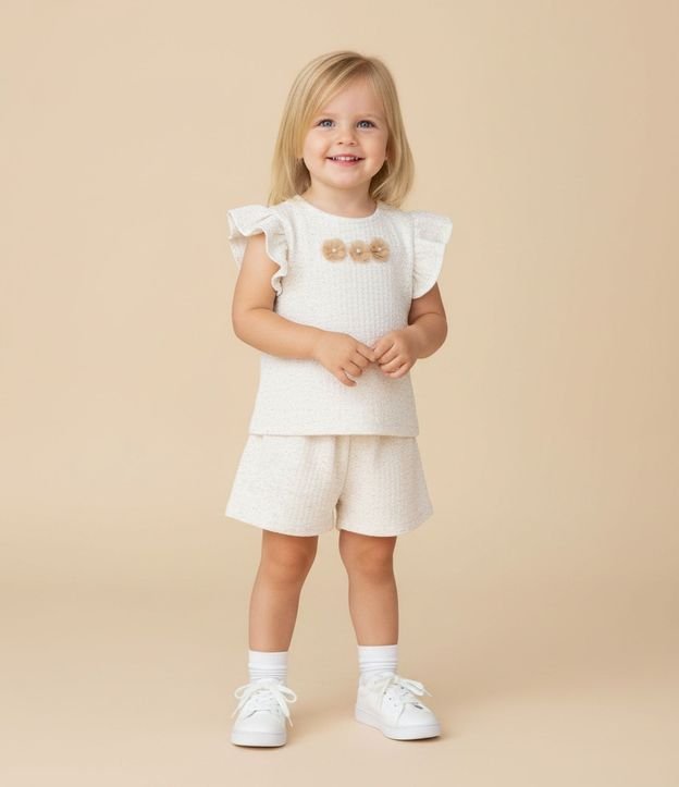 Conjunto Infantil con Flores Texturizada - Talle 1 a 6 años