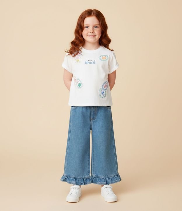Remera Infantil  Manga Corta con Estampa de Sellos Playeros - Talle 1 a 6 años