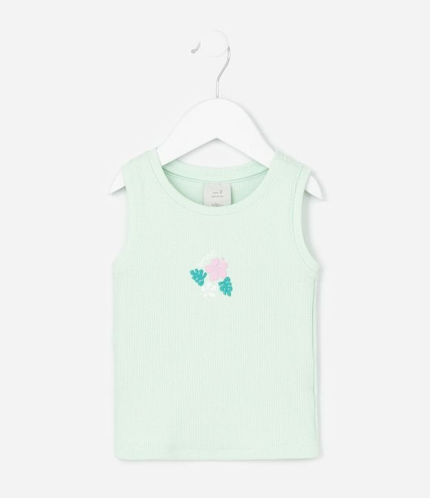 Musculosa Infantil en Rib con Bordado Floral - Talle 1 a 6 años 2
