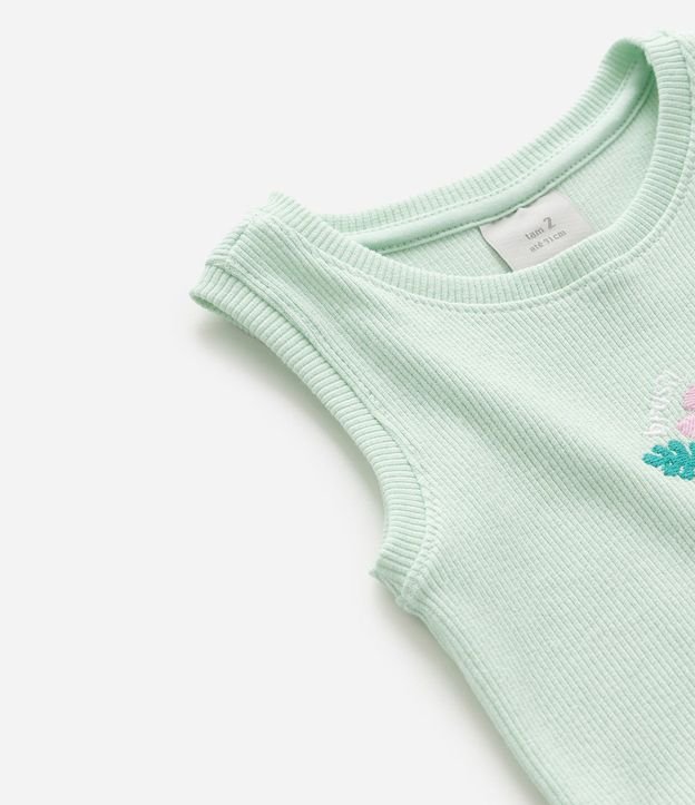 Musculosa Infantil en Rib con Bordado Floral - Talle 1 a 6 años 5