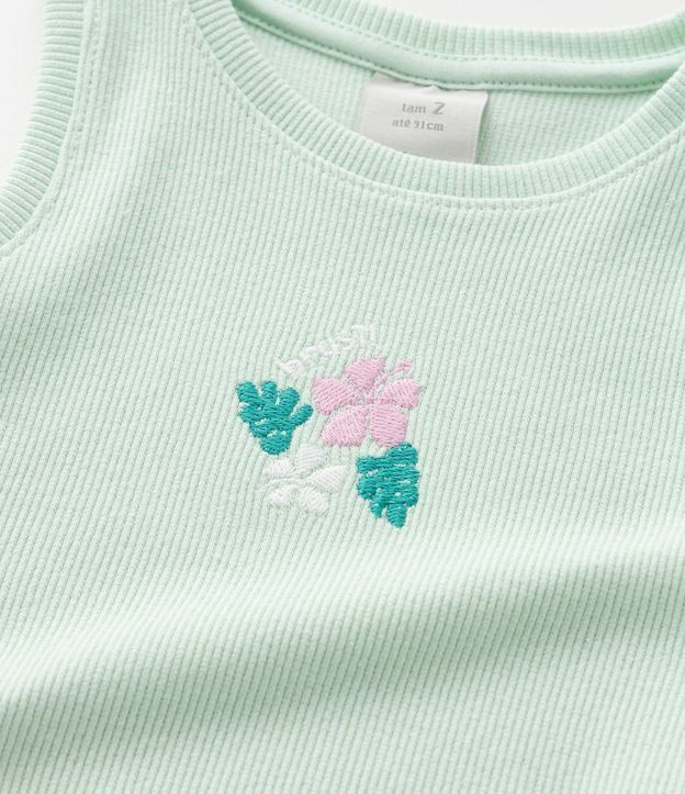 Musculosa Infantil en Rib con Bordado Floral - Talle 1 a 6 años 6