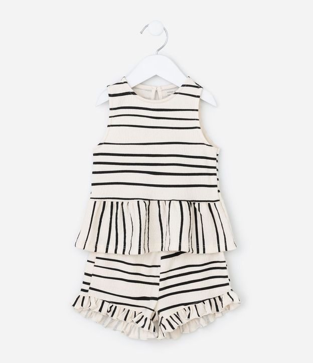 Conjunto Infantil en Anarruga con Estampado de Rayas y Volados - Talle 1 a 6 años 1