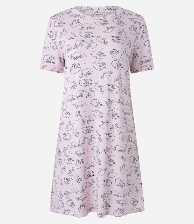 Camisón Corto en Viscosa con Estampa de Gatitos 3