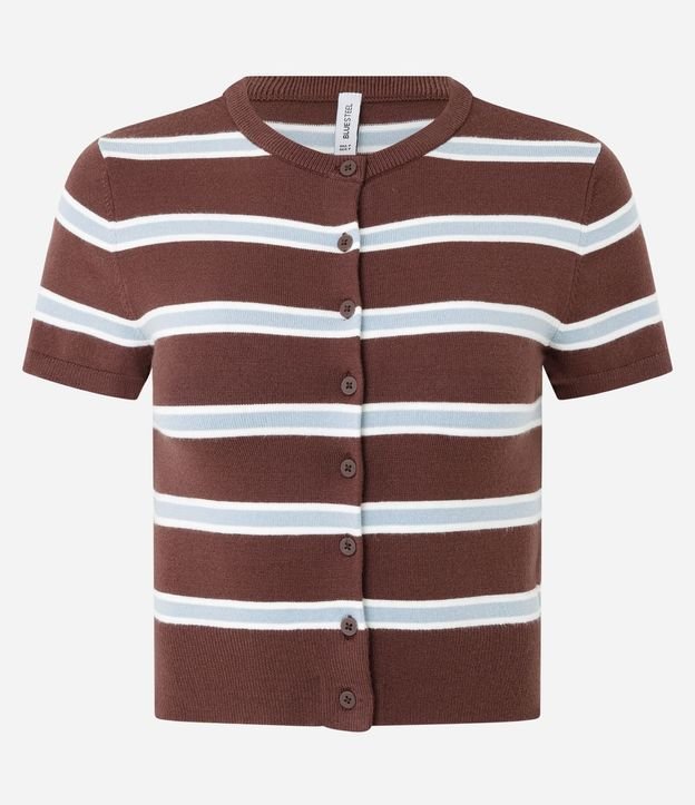 Blusa en Punto con Abotonado y Estampa de Rayas