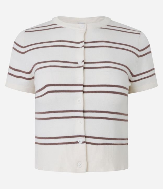 Blusa en Punto con Abotonado y Estampa de Rayas