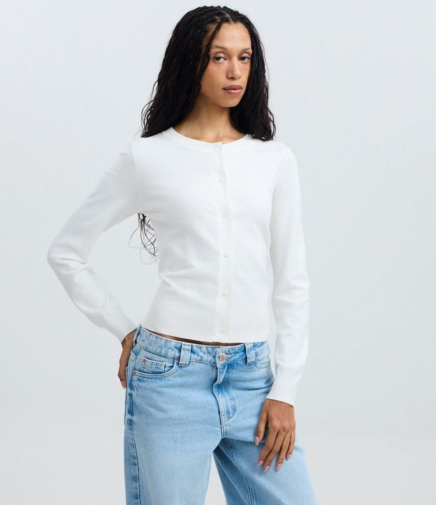 Cardigan en Viscosa en Efecto Punto con Botones 1