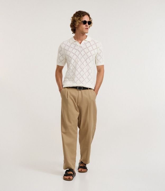 Camisa Polo con Efecto Crochet y Textura en Rombo 2