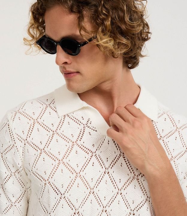 Camisa Polo con Efecto Crochet y Textura en Rombo 3