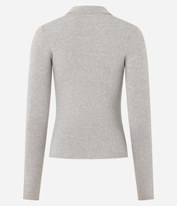 Blusa en Viscosa en Efecto Tricot con Cuello Polo y Cremallera 7