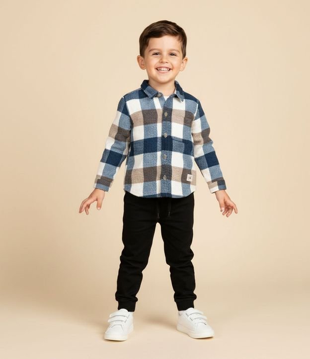 Camisa Infantil en Fleece con Estampado de Cuadros – Talle 1 a 5/6 años