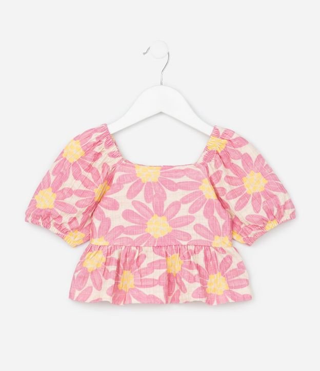Conjunto Infantil en Algodón con Estampa de Flores - Talle 1 a 5 años 4