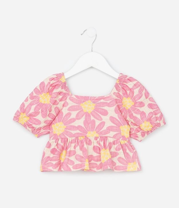 Conjunto Infantil en Algodón con Estampa de Flores - Talle 1 a 5 años 5