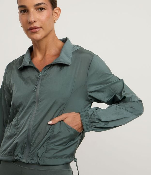 Campera Corta Viento Cropped Deportiva con Saco