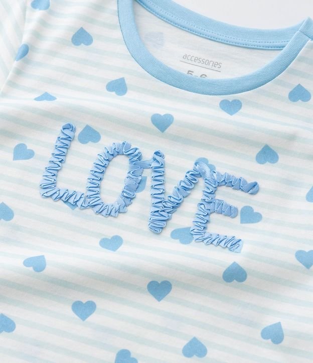 Pijama Infantil corto con Estampa de Corazones y Bordado Love - Talle 2 A 10 años 9