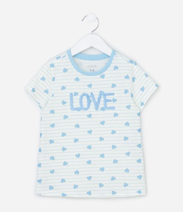 Pijama Infantil corto con Estampa de Corazones y Bordado Love - Talle 2 A 10 años 2