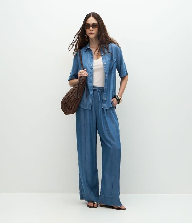 Pantalón Wide Leg en Liocel con Nervura 1