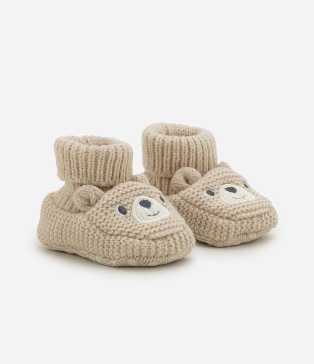 Zapato Infantil en Punto con Carita de Osito – Talle RN a 12 Meses