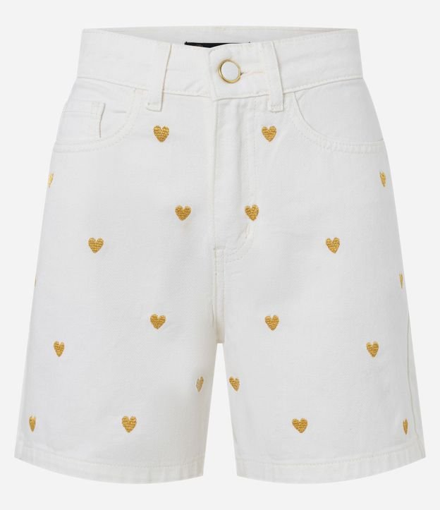 Short Mom Cintura Alta en Jeans con Bordado Corazones 7