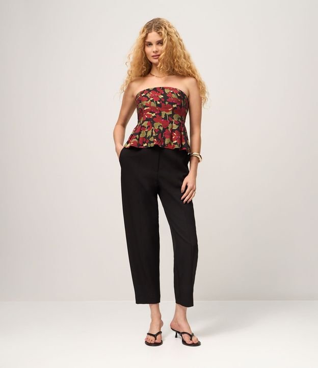 Pantalón Carrot en Crepé con Cintura de Elástico