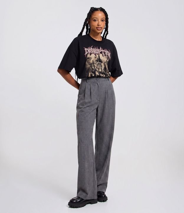 Pantalón Wide Leg Sastre con Raya de Tiza