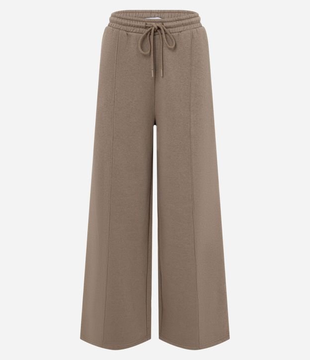 Pantalón Wide en Algodón con Felpa Liso