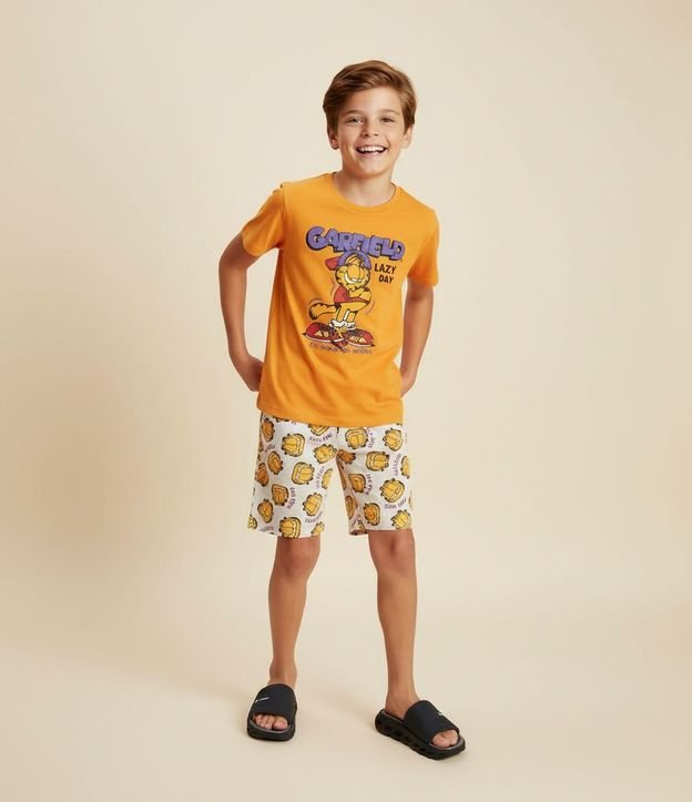 Pijama Corta Infantil con Estampa Garfield - Talle 5 a 14 años