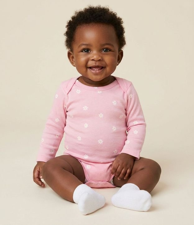 Body Infantil con Estampa de Margaritas - Talle RN a 18 meses