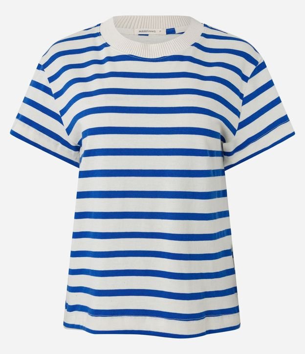 Remera Manga Corta en Algodón con Rayas Verticales y Cuello Redondo 5