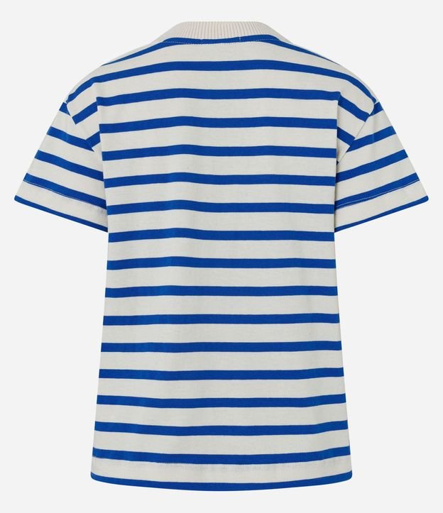 Remera Manga Corta en Algodón con Rayas Verticales y Cuello Redondo 6