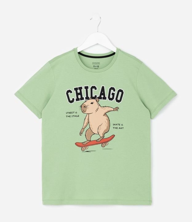 Pijama Largo Infantil con Estampa de Cuadros y Carpincho Skatista - Talle 5 a 14 años 2