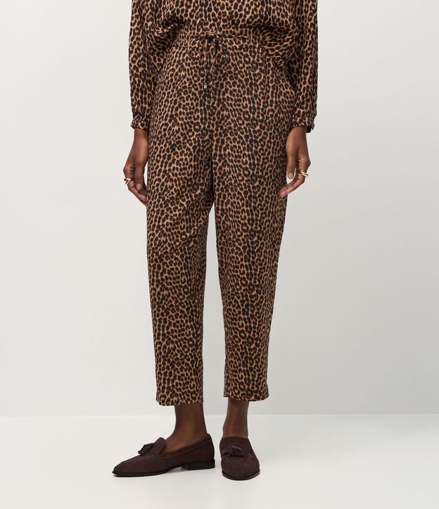 Pantalón Fluído Sastre en Crepé Animal Print 3