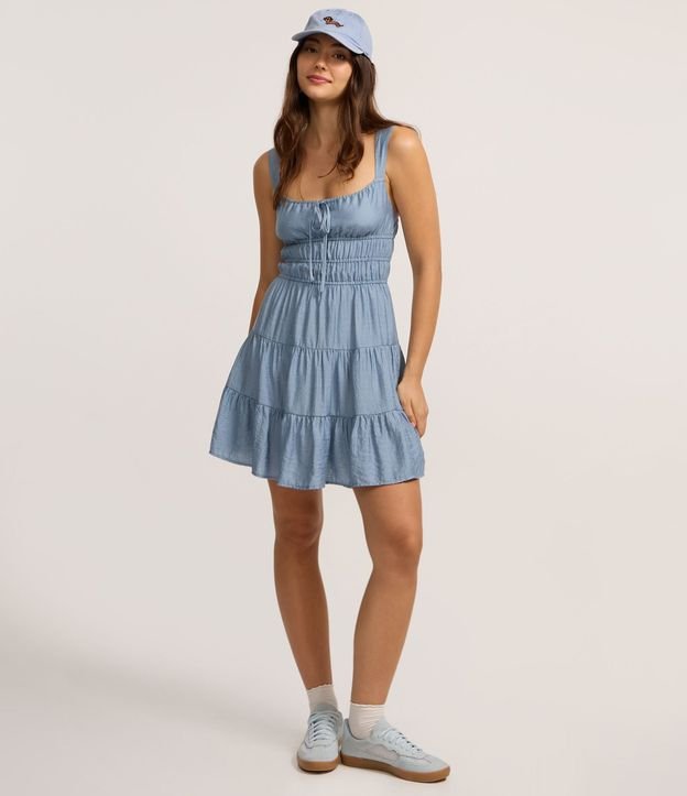 Vestido Evasê Corto con Lazo y Babados 2