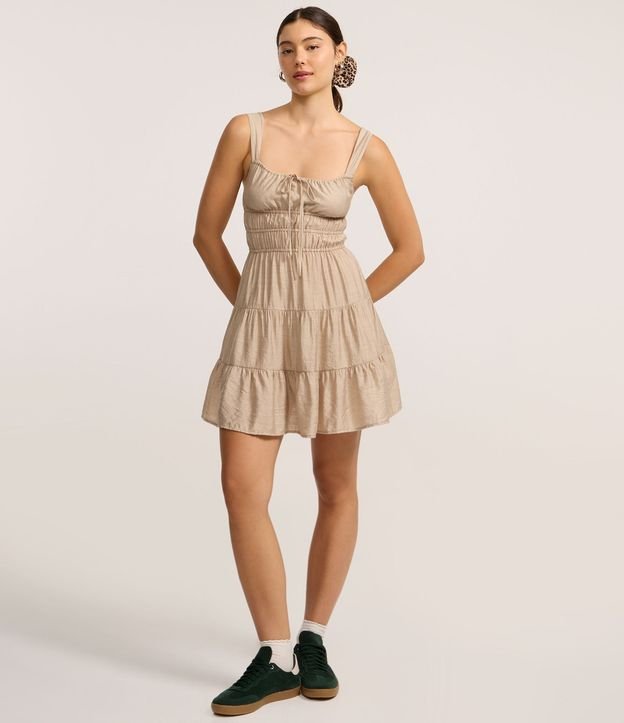 Vestido Evasê Corto con Lazo y Babados 2