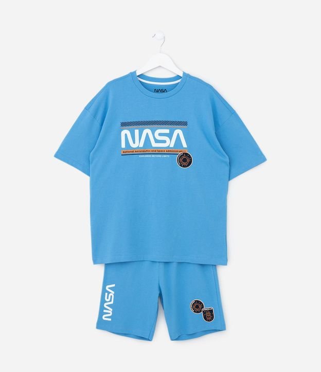 Pijama Infantil con Blusa y Short con Estampa Nasa - Talle 5 A 12 años 2