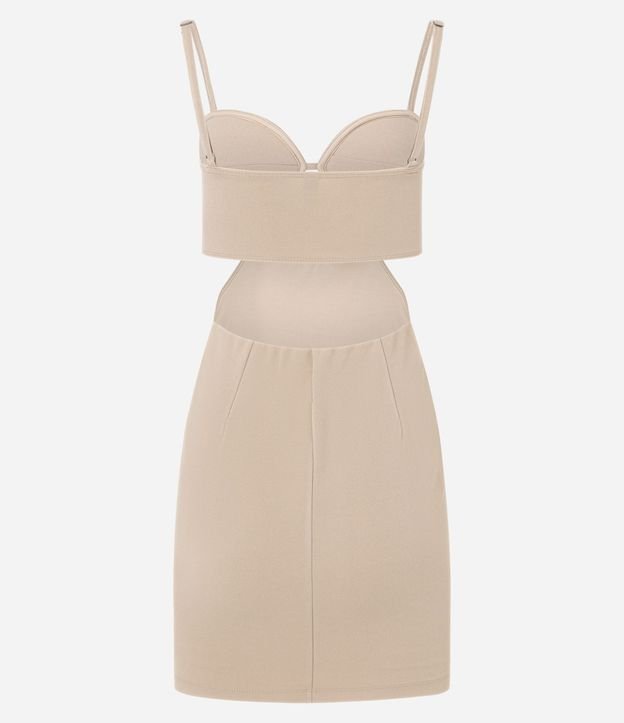 Vestido Corto en Crepé con Busto Pespontado y Recortes 8