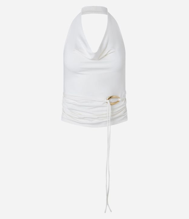 Blusa Frente Única con Escote Degagê y Lazo con Adornos 4