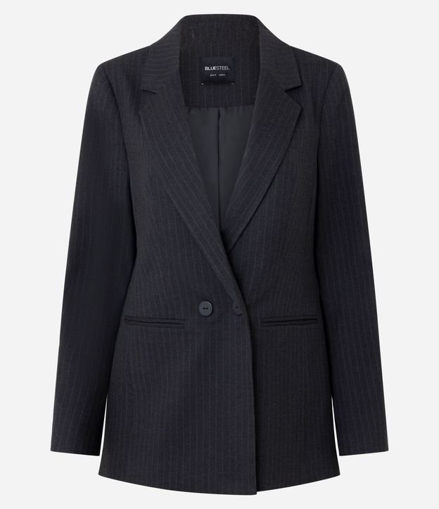 Blazer Largo Listrado con Riscas de Giz 5