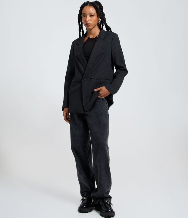 Blazer Largo Listrado con Riscas de Giz 2