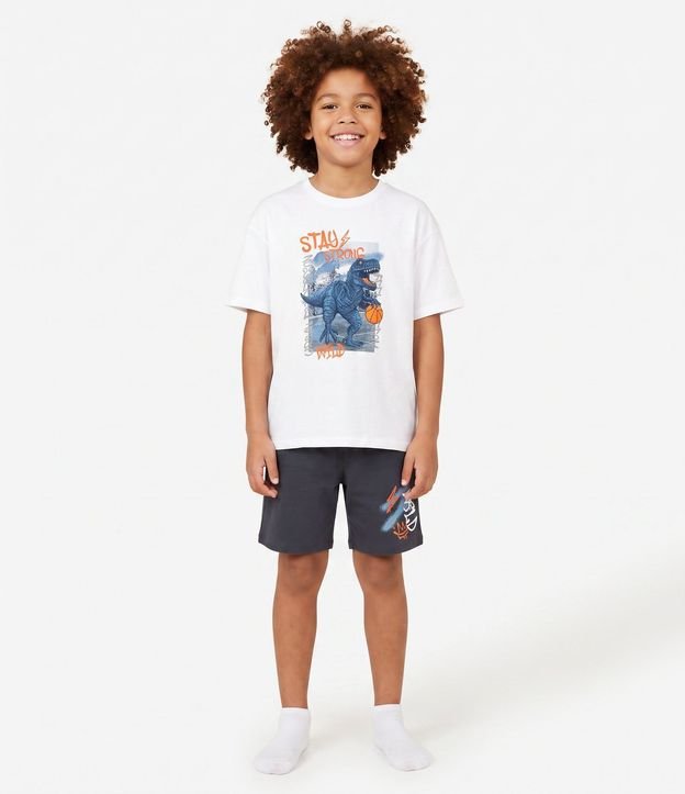 Pijama Infantil corto con Estampa de Dinosaurio - Talle 5 a 14 años 1