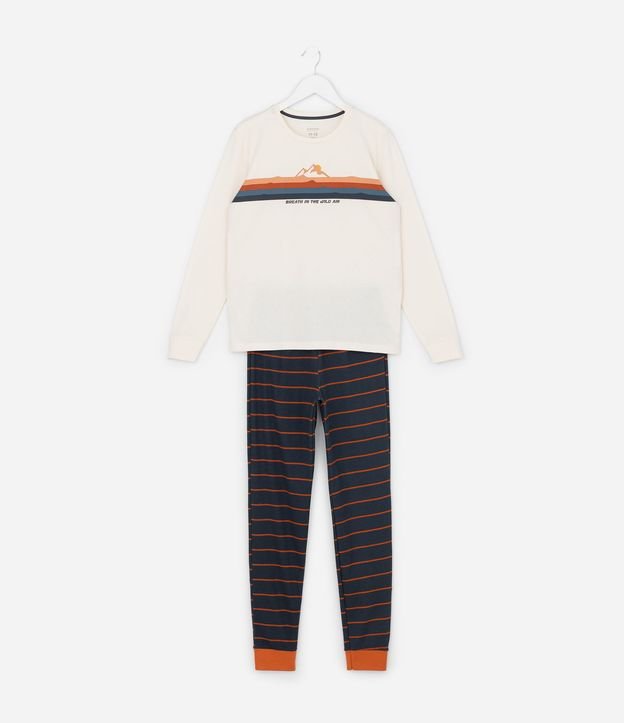 Pijama Infantil Largo con Estampa Montaña - Talle 5 a 14 años