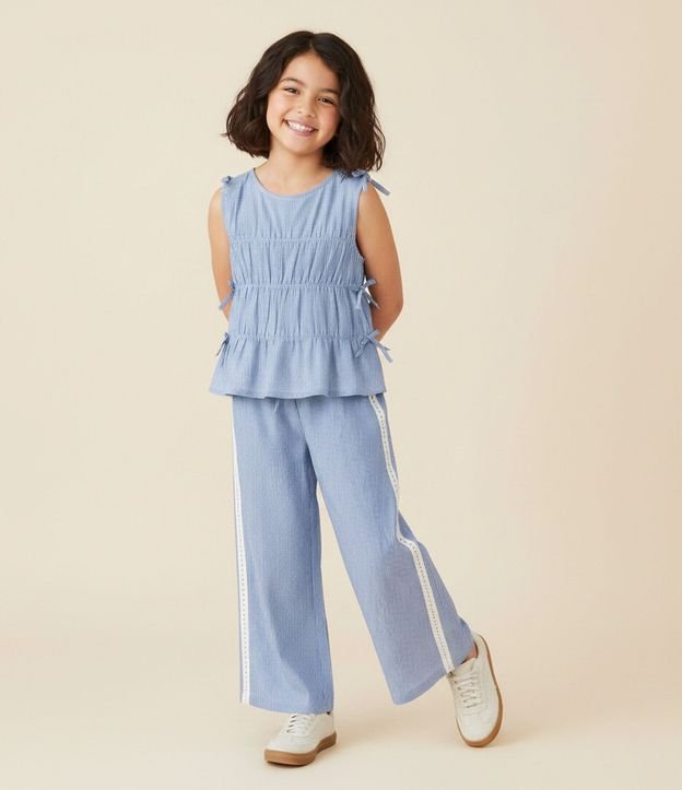 Pantalón Infantil en Tricolina con Rayas y Cordón – Talle 5 a 14 años
