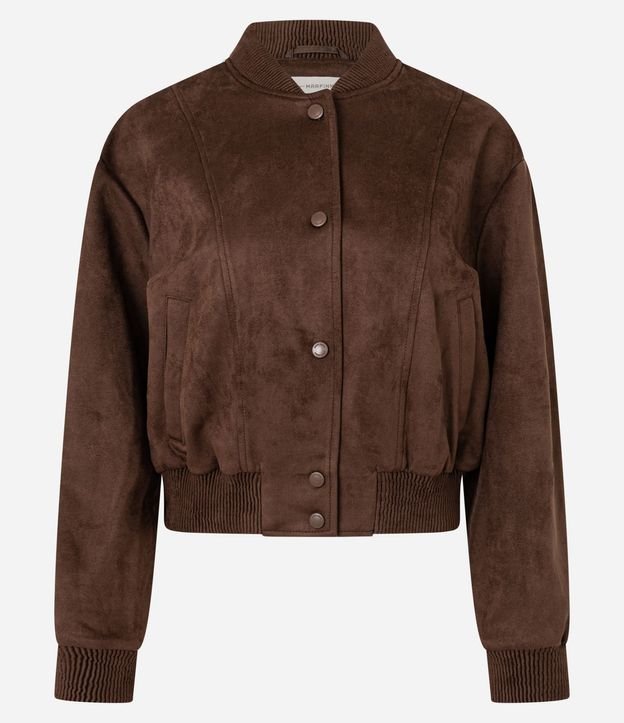 Campera Bomber en Gamuza con Bajo Ayustadas y Recortes 6