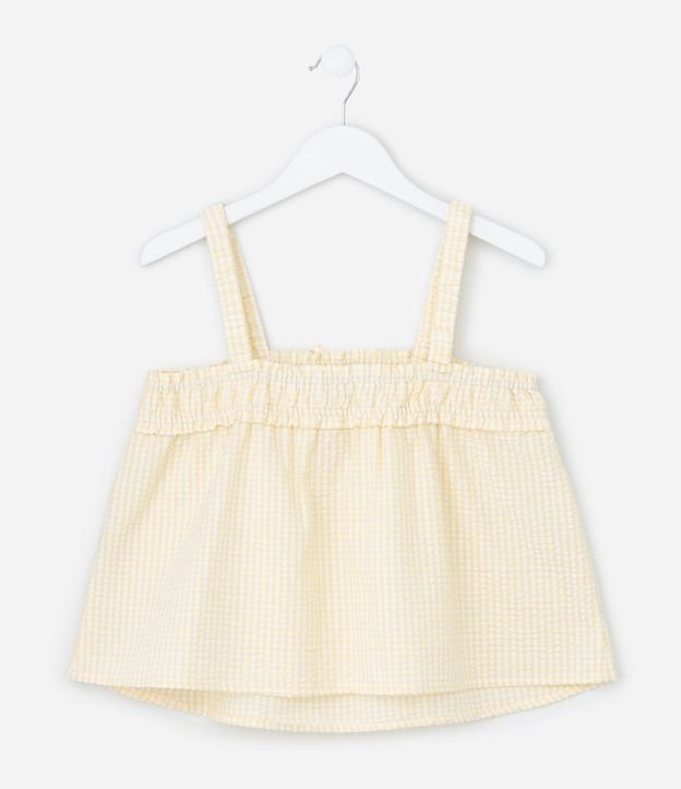 Blusa Infantil en Tricolina con Estampa de Cuadros Vichy y Lacitos - Talle 5 a 14 años 3