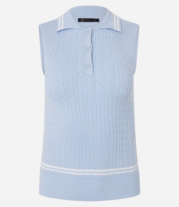 Blusa Manga Corta con Cuello Polo en Punto 6