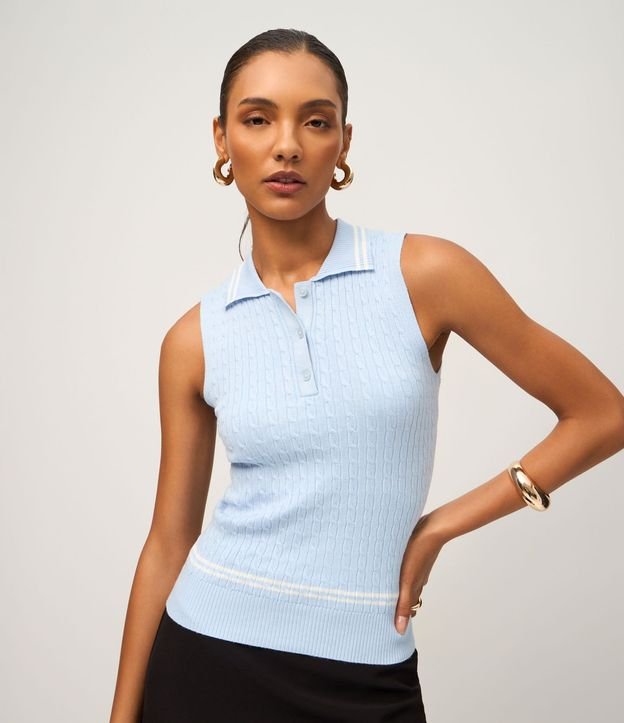 Blusa Manga Corta con Cuello Polo en Punto 3