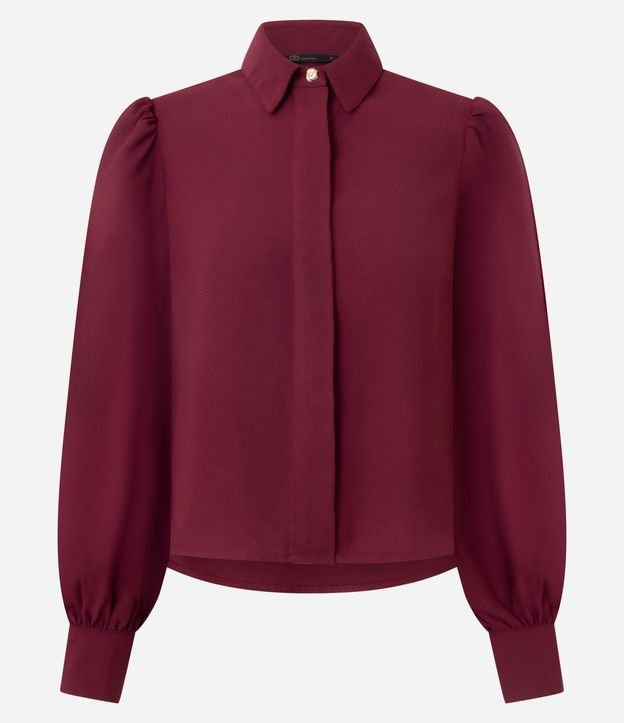 Camisa en Crepé con Botón Diferenciado y Manga Abullonada 6
